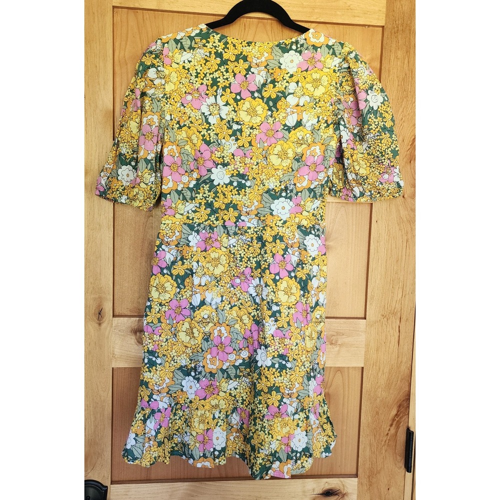 NWT Rahi Anthropologie XL 100% Cotton Dress Lining Floral Puff Sleeve Mini Dress - Picture 10 of 12